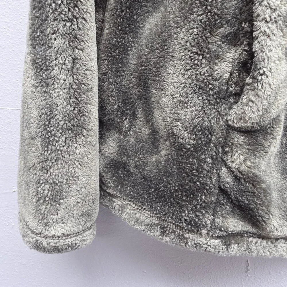 32 Degrees Heat Jacket Mens XL Gray Full Zip Fleece Faux Fur Plush Warm Pockets